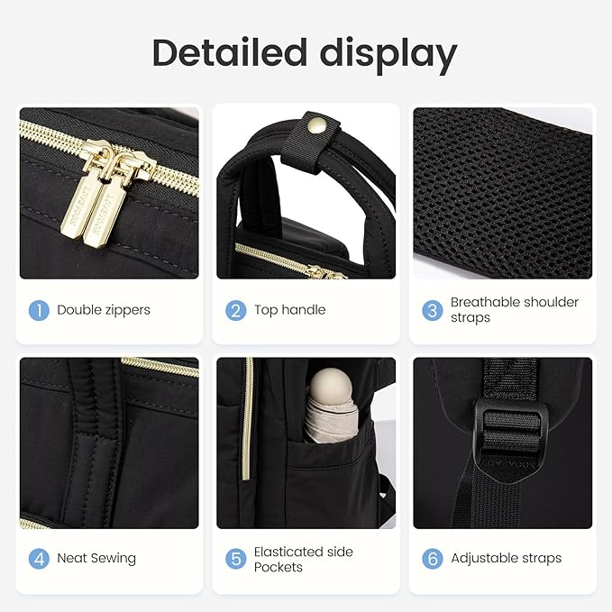 LOVEVOOK Laptop Backpack Women 15.6 inch,Lightweight Puffer Travel Backpacks for Women,Quilted Laptop Bag Computer Work Teacher Nurse Backpack,Womens Backpack Purse Daypack for College Business,Black