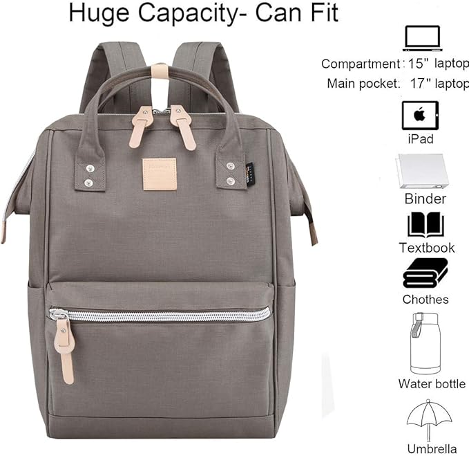 himawari Large Travel Backpack with Laptop Compartment 17 Inch Roomy Doctor Bag College backpack for Women&Men-Not include USB Port（1882-Grey）