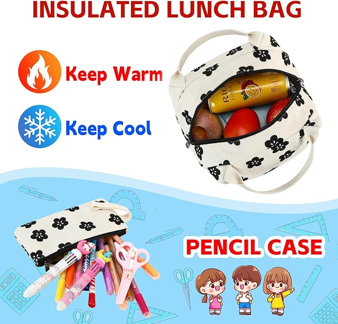 School Backpack for Teen Girls Kids Backpack with Lunch Bag Pencil Case, Waterproof Laptop Backpack Casual Daypacks for Preschool Kindergarten Elementary, Floral