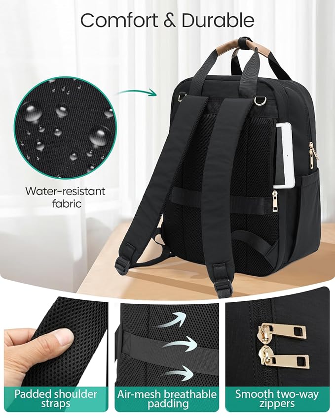 Extra Large Diaper Bag Backpack for Two Kids Twins - Expandable (26-36L) Baby Bag for Mom Girls Boys, Dual Big Compartments - Includes Changing Pad & Stroller Straps, Black, Quilted