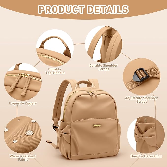 Mini Backpack for Women Small Backpack Purse Cute Stylish Lightweight Daypack for College Work Travel Party,12.9Inch,Earthen Brown