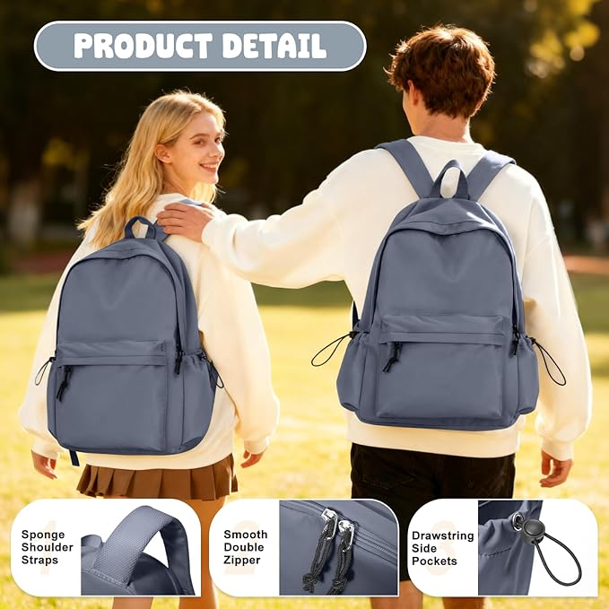 VECAVE School Backpack BluePurple Waterproof Bookbag Casual Lightweight Travel Rucksack Daypack Backpacks for Men Women College High School Bags backpack for Boys Girls Teens