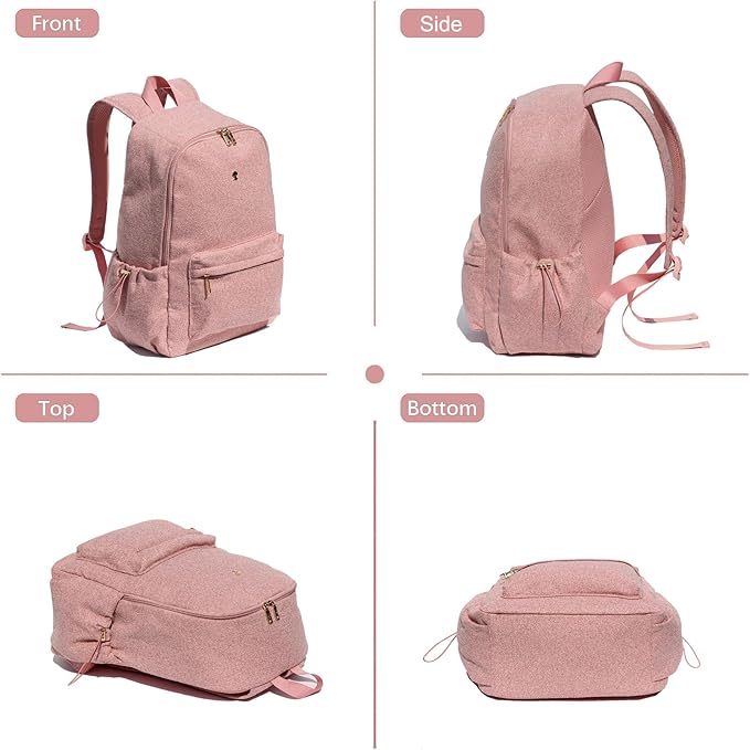 ESVAN Personalized Gifts Backpack Canvas Linen Nylon 17 inch Laptop Bag for Women Casual College