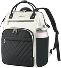 VANKEAN 17 Inch Laptop Backpack for Women Men Fashion Computer Work Bag, Large Capacity Waterproof Backpack with USB Port & RFID Pockets, College Daypack Business Travel, Beige-Black