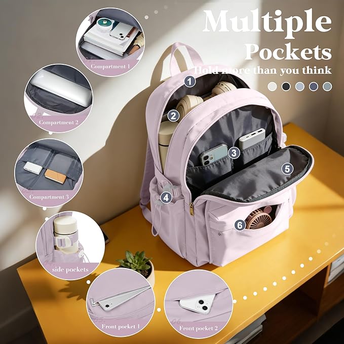 Simple School Backpack For Women,Lightweight College Backpack,High School Bag For Teens Boys Girls,Casual daypack Small Travel Backpacks Men Kawaii Bookbag(Purple)