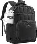 LOVEVOOK Laptop Backpack for Women with Giant Tumbler Holder Pocket,15.6 Inch Puffer Travel College Work Backpack Purse for Teacher Nurse,Waterproof Laptop Bag Computer Back Pack Casual Daypack,Black