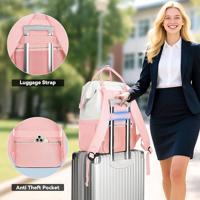 MATEIN Lunch Backpack for Women, 15.6 Inch Work Backpack with Laptop Compartment, College Computer Lunchbox Backpacks with Insulated Lunch box Meal Prep Bag for Teens Office Commute College, 2pcs Set