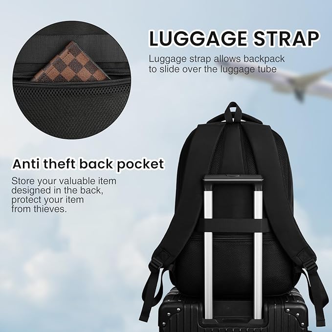Paude Black Backpack,17.3 Inch School Backpack for Teens Adults Laptop Bookbag for High School College Students Back Pack for Work
