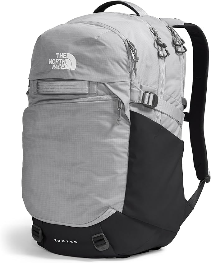 The North Face Router Everyday Laptop Backpack - Daypack, Water Repellent, Laptop Sleeve, Reflective Details, Meld Grey/TNF Black-NPF, One Size