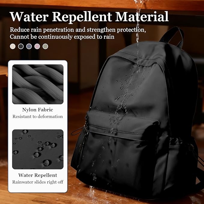 Classic Basic Black Backpack For Women,Waterproof High School Bookbag,Lightweight Casual Travel Daypack,College Backpack Men,Middle School Bag For Girls Boys