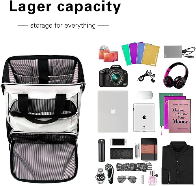 Hap Tim Laptop Backpack for Men, Women, Travel, Work, Nurse, Teacher, Khaki Black (7651-BH)