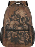 Pardick Vintage Skull Backpack for Kids Girls Boys Lightweight School College Students 18in Bookbag Large Capacity Computer Backpacks Laptop Rucksack Travel Gym Hiking Camping Daypack