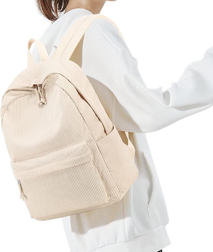 BTOOP School Backpack for Teens Large Corduroy Bookbag Lightweight 15.6 inch Laptop Bag for Girls Women Casual High School College
