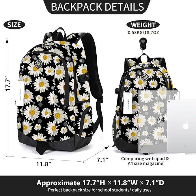 rickyh style School Backpack Travel Bag for Men & Women Lightweight College Back Pack with Laptop Compartmen