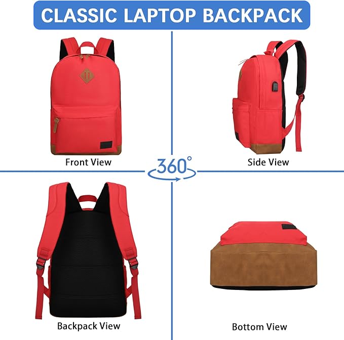 Goloni Backpack for Men Women, Anti-Theft Travel Laptop Backpack, Water Resistant 17.3 Inch USB Charging Backpack, Large Capacity Work Commute Bag