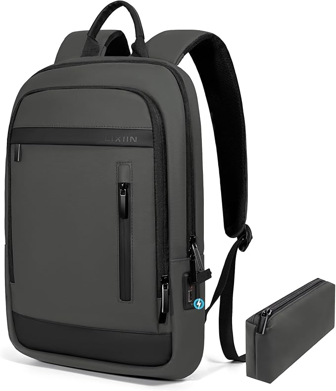 Business Backpack for Men Lightweight Commute Laptop Backpack Anti-Theft Water Resistant Backpack for 17.3 Inch Computer for Daily Office Work with Small Bag (Grey, 17.3")