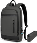 Business Backpack for Men Lightweight Commute Laptop Backpack Anti-Theft Water Resistant Backpack for 15.6 Inch Computer for Daily Office Work with Small Bag (Grey, 15.6")