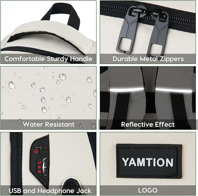 YAMTION School Book Bag for Teen Girls and Boys Unisex Laptop Bookbag Backpack with USB for High School College Students