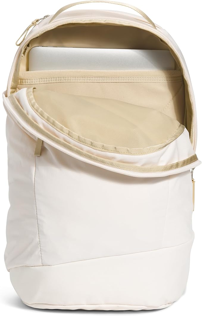 The North Face Women's Isabella 3.0 Backpack | Everyday Travel Bag with 16" Laptop Sleeve, Water-Repellent Finish, Women-Specific Fit, Gardenia White Dark Heather/Gravel-NPF, One Size