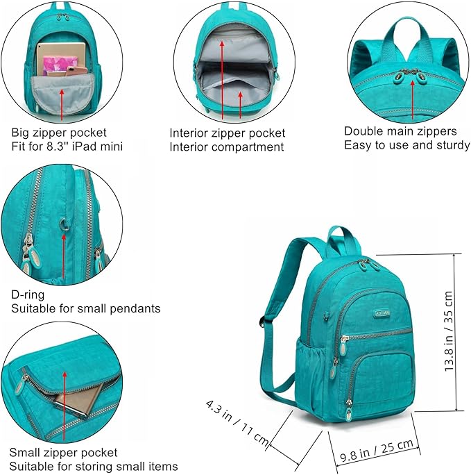 AOTIAN Small Size Backpack, Durable Lightweight Daypack for Women Girls & Boys Hiking Travel Sports, Lake Blue