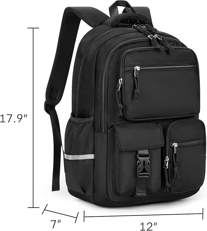 mibasies School Backpack for Teen Girls: 17.9 IN Backpack for Women with Laptop Compartment for Middle High Elementary School College Travel- Kids Bookbag Black