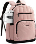 LOVEVOOK Laptop Backpack for Women with Giant Tumbler Holder Pocket,15.6 Inch Puffer Travel College Work Backpack Purse for Teacher Nurse,Waterproof Laptop Bag Computer Back Pack Daypack,Pink-Black