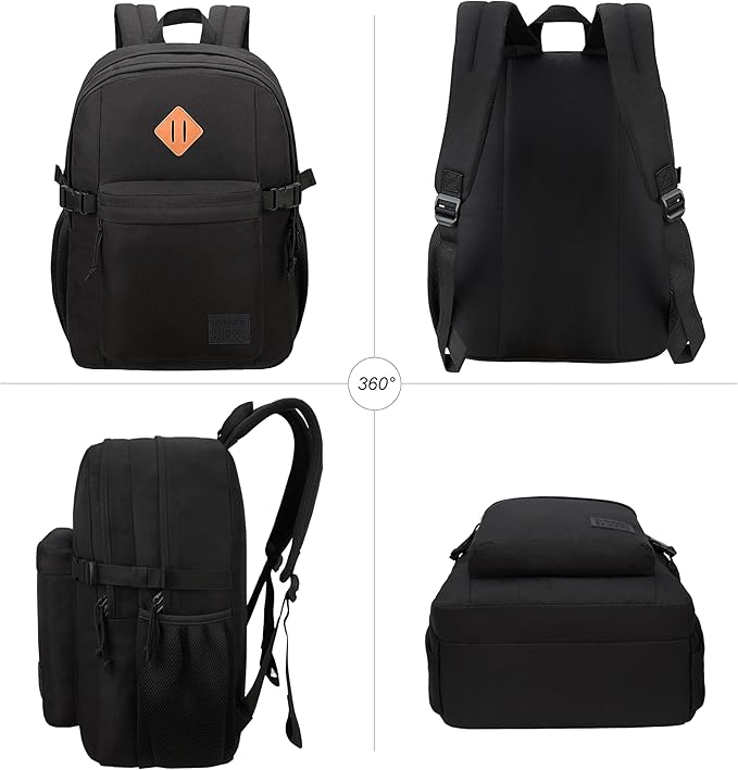 SUPACOOL Black Backpack For School, Bookbag for Boys, Girls and Kids, Boys backpacks, Laptop Compartment,Travel Backpack for Men and Women(Black) | For School, Bookbag, Boys backpacks, Travel Backpack