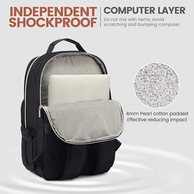 LOVEVOOK Laptop Backpack for Women 18.4 inch,Cute Womens Travel Backpack Purse,Professional Laptop Computer Bag,Waterproof Work Business College Teacher Bags Carry on Backpack with USB Port,Black-2