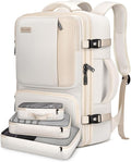 Vancropak Carry on Backpack, 47L Expandable Extra Large Travel Backpack with 3 Packing Cubes, Flight Approved Water Resistant Luggage Suitcase Weekend Duffle Bag Overnight Daypack for Women Men, Beige