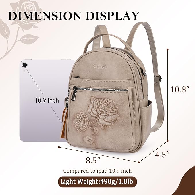 Mini Backpack Purse for Women,Embossed Vegan Leather Small Backpack Fashion Backpacks Daypacks Shoulder Handbag (Apricot)