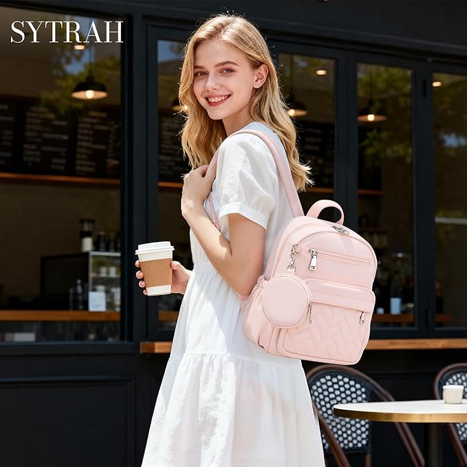 Mini Backpack for Women Small Backpack Purse, Anti Theft Backpack Waterproof Lightweight Puffer Back packs for Travel, Work with Coin Purse Pink