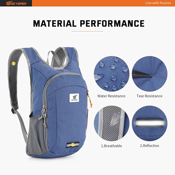 SKYSPER Small Daypack 10L Hiking Backpack Packable Lightweight Travel Day Pack for Women Men