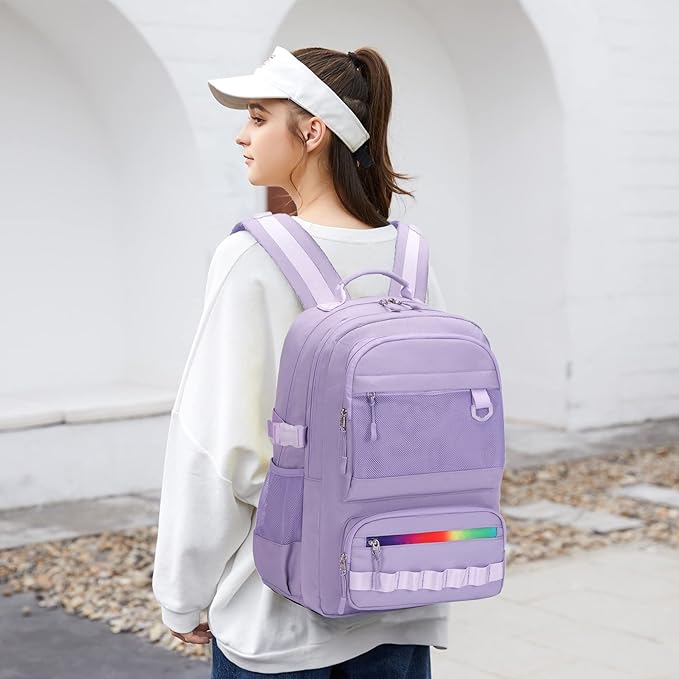 Lanola Backpack for Men Women Classic Water-resistant Lightweight Travel School Backpack Casual Daypack Laptop Backpack Fit 15.6 Inch - Beige