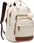 Womens Everyday Laptop Backpack, Aesthetic School Backpack for Teen Girls College Student, Cute Bookbag Purse for Work Travel, Beige Brown