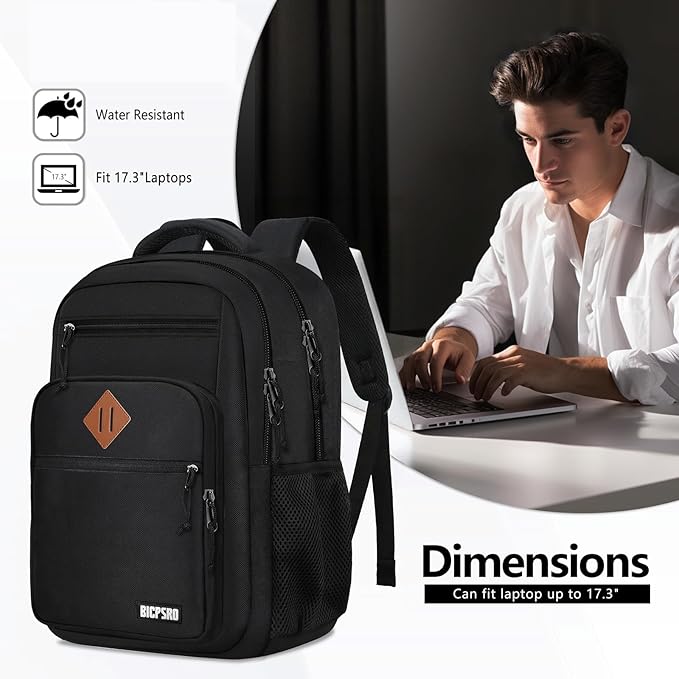 Classic Backpack for Men Women, School Backpack for Girls Boy Teens,17.3 Inch Laptop Bookbag with Reinforced Straps for College High School Work Business Computer Book Bag,mochilas para hombres,Black