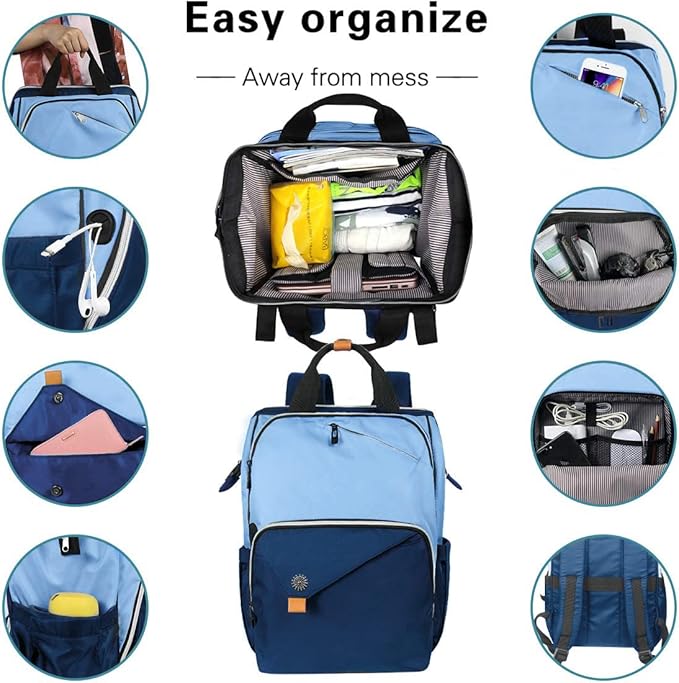 Hap Tim Laptop Backpack 15.6/14/13.3 Inch Laptop Bag Travel Backpack for Women/Men Waterproof School Computer Bag Large Capacity Bookbag for College/Travel/Business (7651EU), Blue