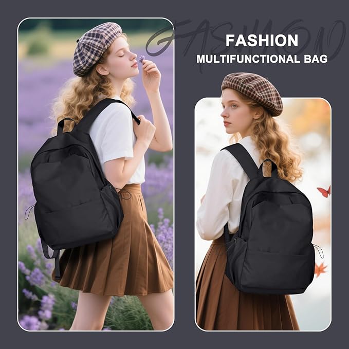 coofay Large Black Backpack For Women Small Backpacks For School Bag School Backpack For College Bookbag For Women Waterproof Gym Backpack For Men Book Bags