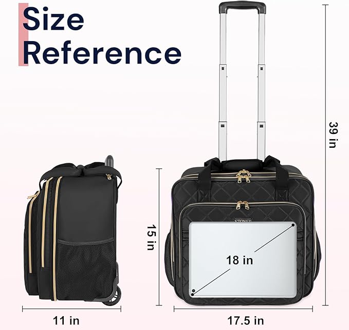 Ytonet Rolling Briefcase for Women, Extra Large Rolling Laptop Bag Fits 18 Inch Laptop, Computer Bag with wheels for Work Travel College Business Overnight Wife Mom Teacher, Black