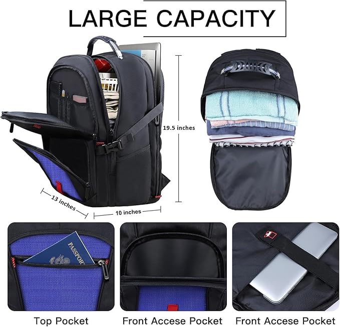 Extra Large Backpack, Travel Backpack, Sturdy TSA Water Resistant 17.3 Inch Backpacks, Anti Theft Business Computer Backpacks Gifts for Men Women, Dark Blue