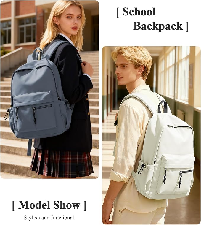School Backpack for Girls Boys Bookbag Cute Aesthetic College Backpack Women Middle High School Teen Students Book Bag Lightweight Gym Work Laptop Casual Daypack Backpacks Men Blue Purple