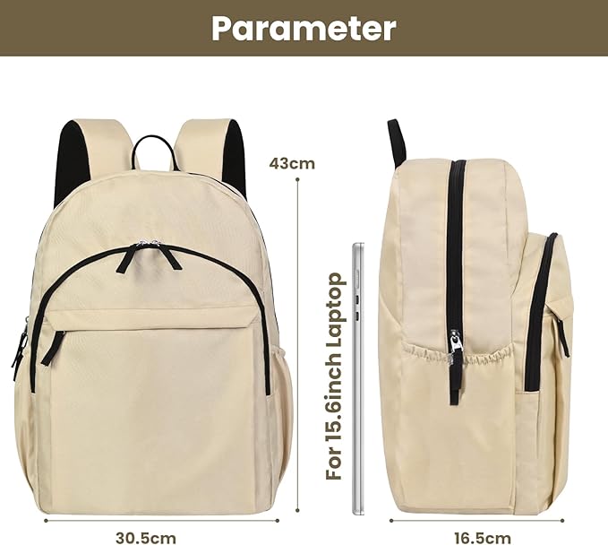 Basic Backpack for School, Water Resistant Bookbag for Girls, Travel Laptop Backpack, Work Backpack for Women, Backpack for College Students, Bookbag for High, Middle School