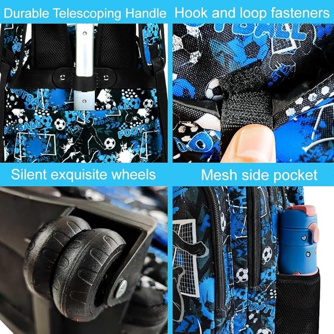 Rolling Backpack for Womens and Mens, Adults Wheeled Bookbag with Lunch Box for Girls and Boys.