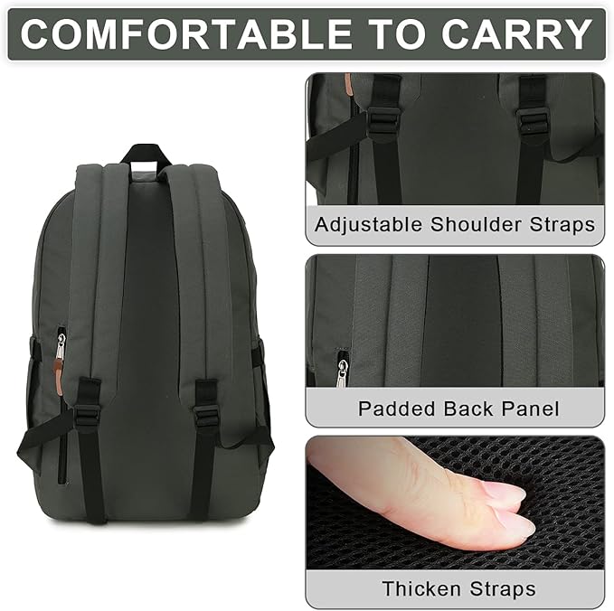 RAVUO School Backpack for Men Women, Water Resistant 15.6 inch Laptop Bag College Bookbag Casual Daypack Travel Rucksack