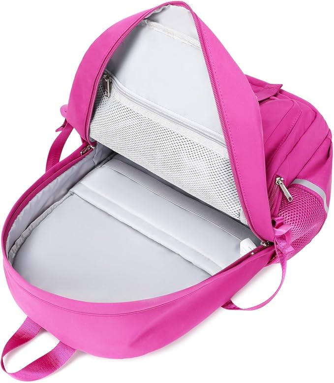 School Backpack for Girls & Women, Bookbag for Middle School & College, Large Travel Daypack for Laptop (Fuchsia)