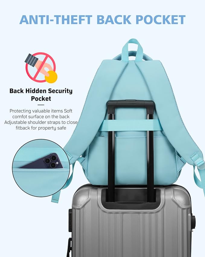 Teen Girls School Backpack, Aesthetic Bookbag for Middle High School, College Women Students Laptop Backpack Mochilas Escolares, Blue