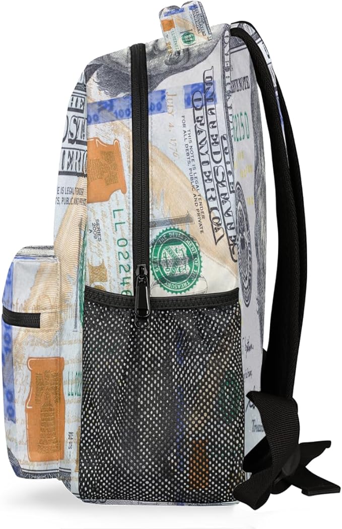 Pardick Dollars Money Backpack for Kids Girls Boys Lightweight School College Students 18in Bookbag Large Capacity Computer Backpacks Laptop Rucksack Travel Gym Hiking Camping Daypack