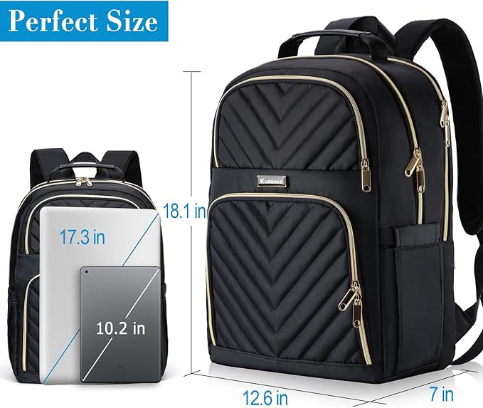 Backpack for Women, 17.3 Inch Large School Backpack, Girls Bookbag, Big Work Travel Laptop Back Pack Purse Casual Daypacks, Black