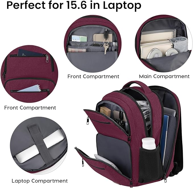 BIKROD Backpack for Girls Women, School Backpack for Teen Boys, Lightweight Casual High School Bookbag, Daily-use Travel Laptop Backpack with USB Charging Port Fits 15.6 Inch Notebook