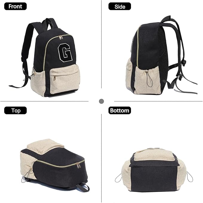 ESVAN Personalized Gifts Backpack Canvas Linen Nylon 17 inch Laptop Bag for Women Casual College