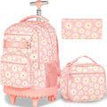 Rolling Backpack for Womens and Mens, Adults Wheeled Bookbag with Lunch Box for Girls and Boys.